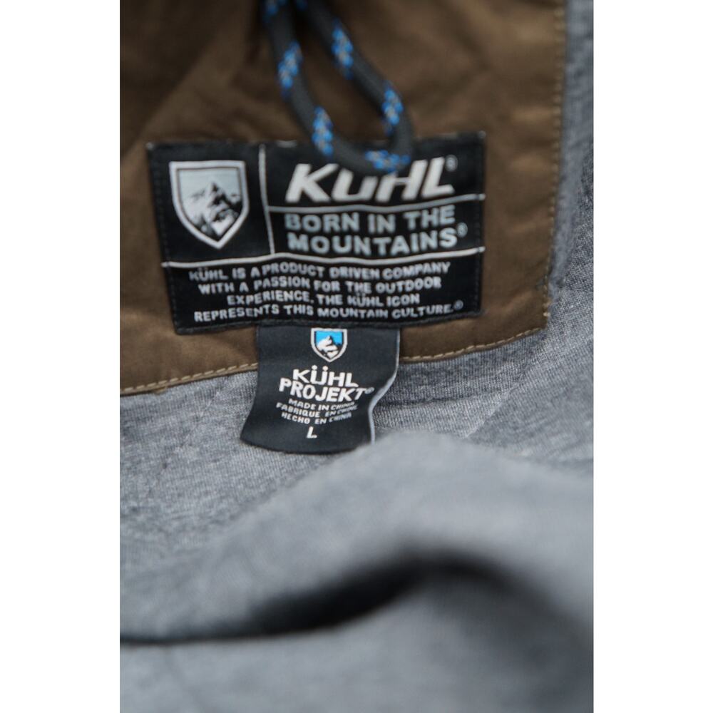 Men's Kuhl Projekt Insulated Kollusion Brown Quilt Lined Zip Up Coat Jacket Sz L - Picture 9 of 14
